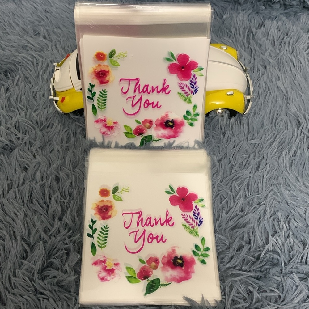 🆕 50PCS ‘Thank You’ Rose Pattern Gift Bags